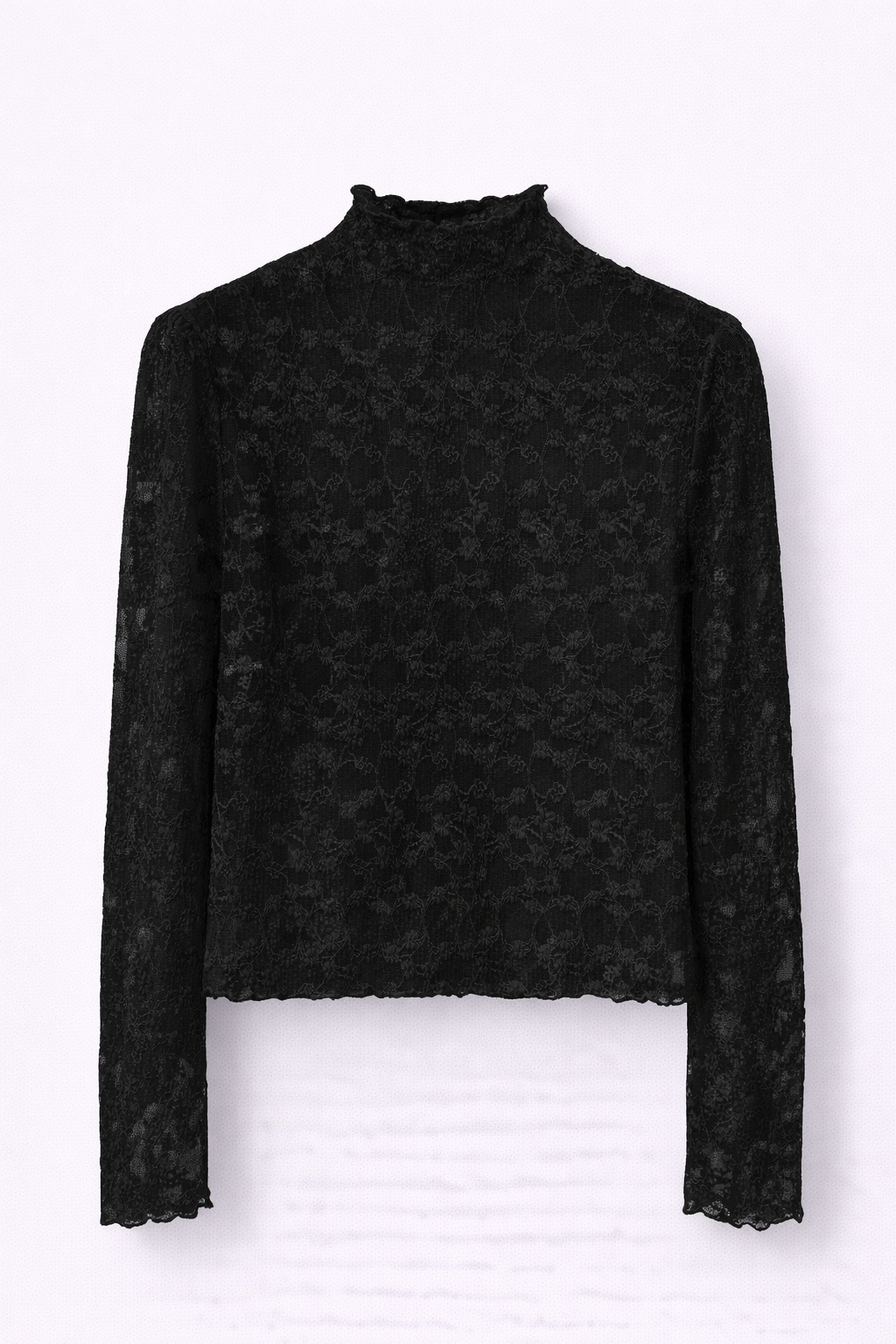 Top en dentelle noir manches longues