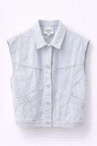 Veste sans manches en jean bleu délavé