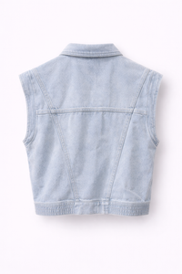 Veste sans manches en jean bleu délavé