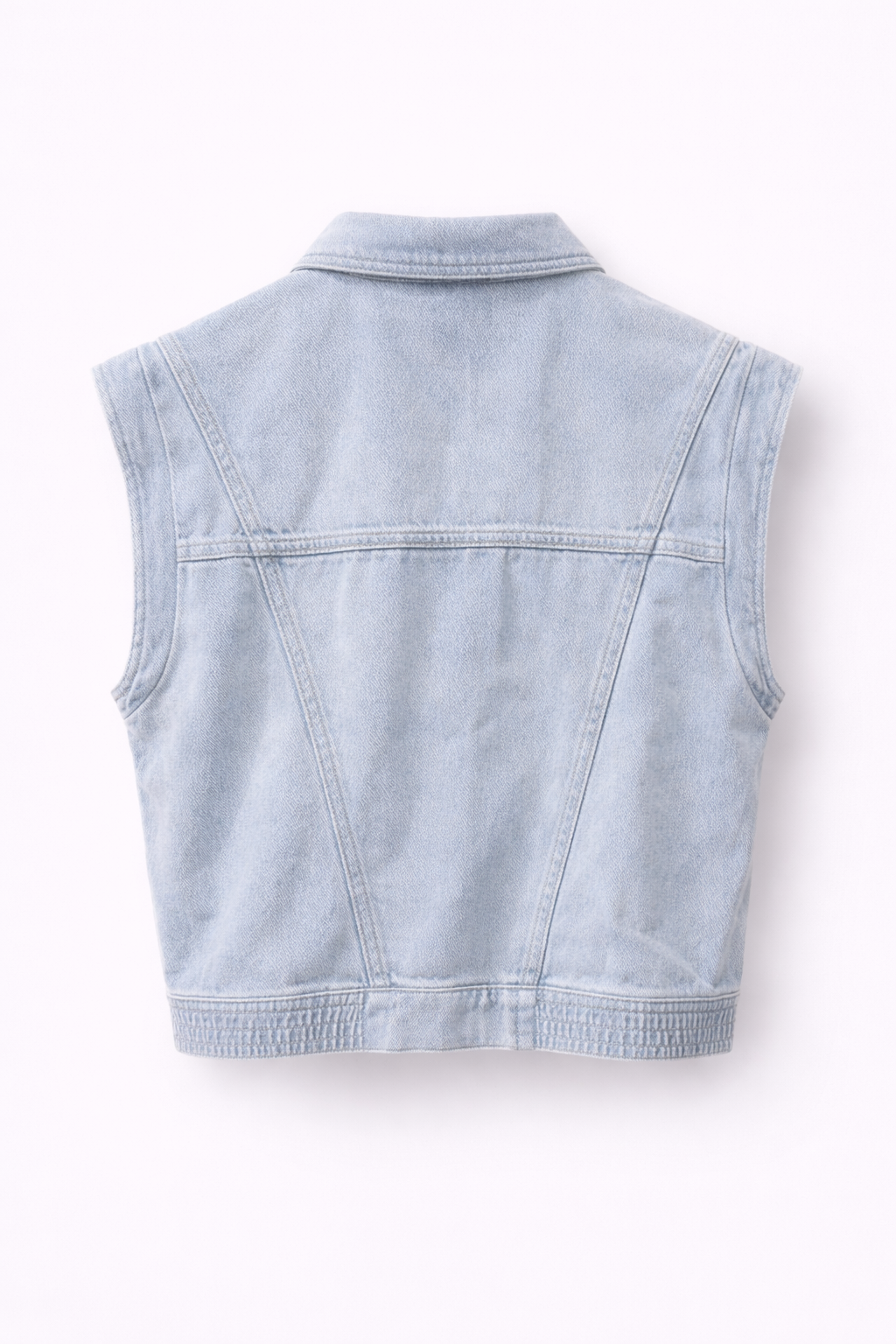 Veste sans manches en jean bleu délavé