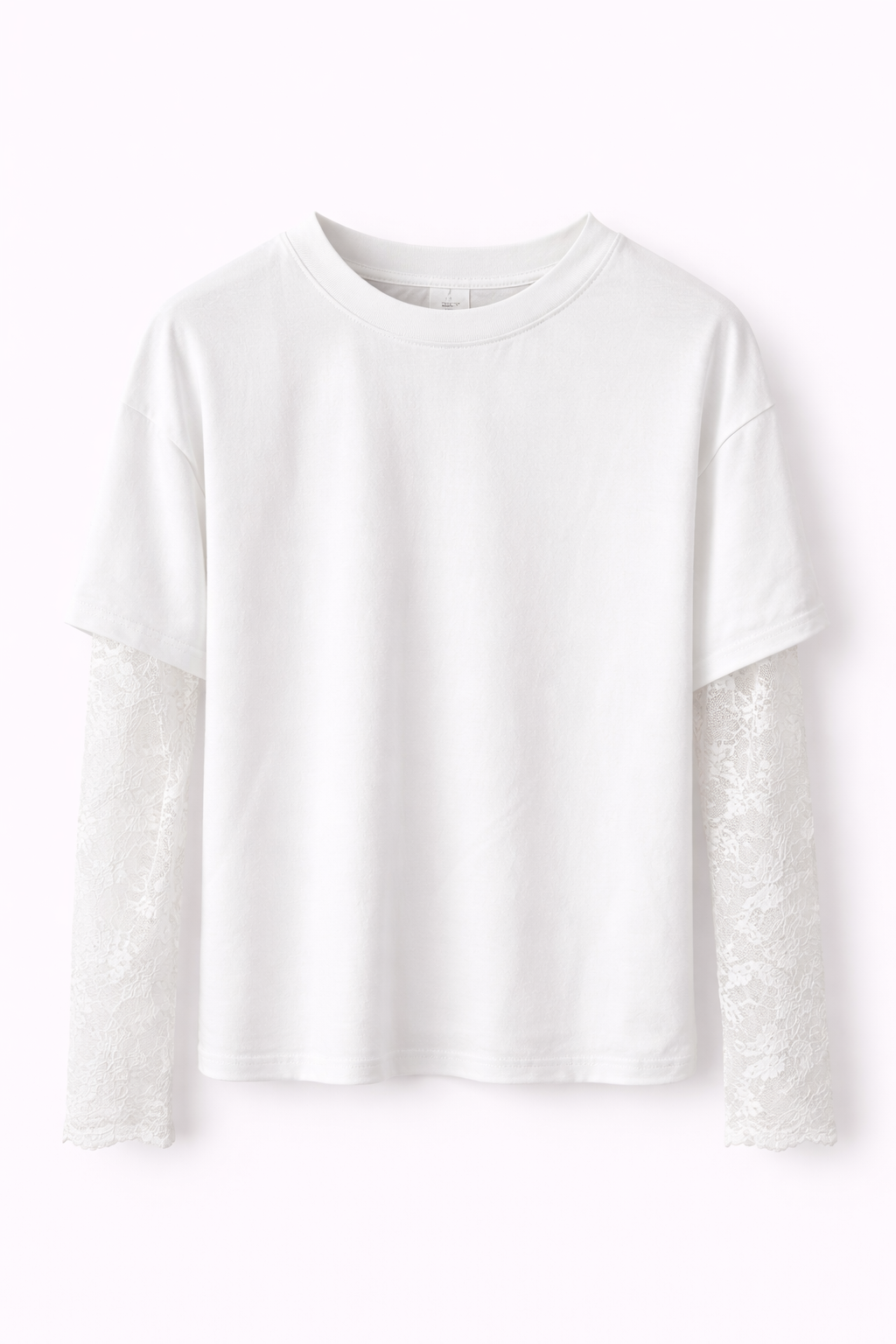 T-shirt blanc manches dentelle