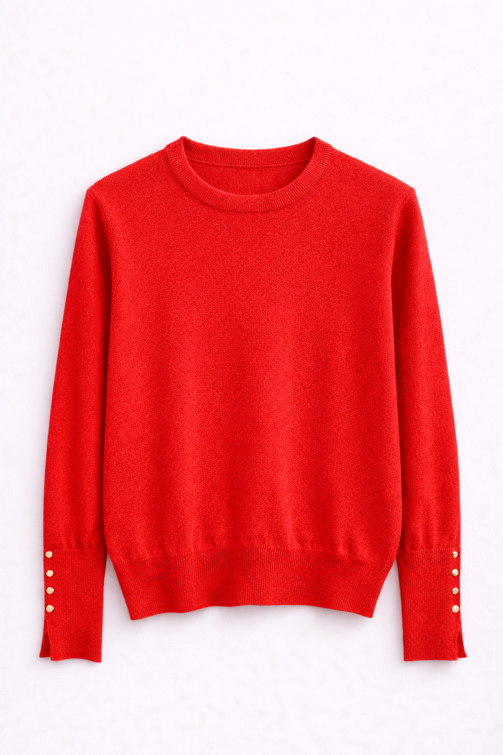 Pull fin col rond rouge