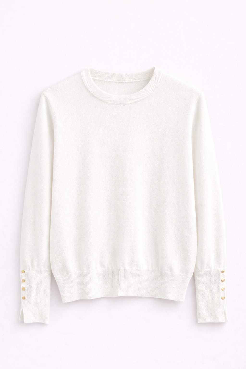 Pull fin col rond blanc