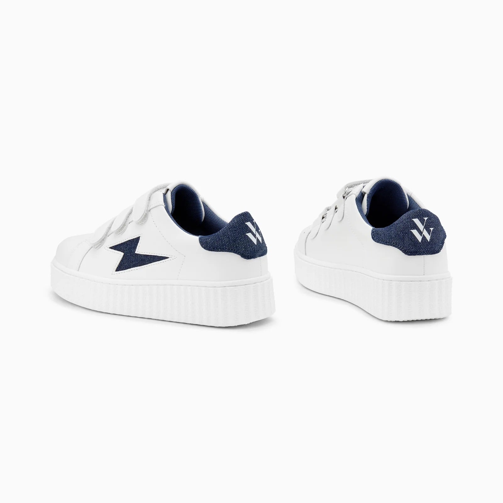 Baskets éclair Aleïna blanc et denim à scratchs