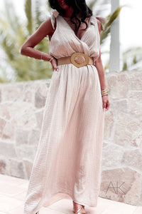 Robe longue sans manches en gaze