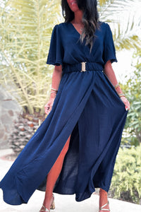 Robe longue cache-coeur fendue