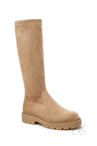 Bottes haute en suédine camel