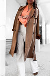 Trench long en daim camel