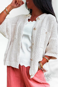 Cardigan tricoté décontracté beige