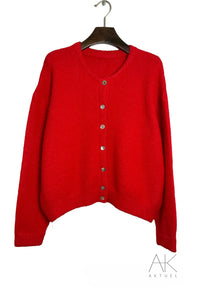 Cardigan en maille rouge