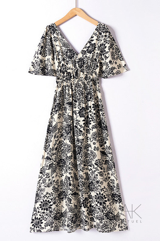 Robe imprimé floral noir