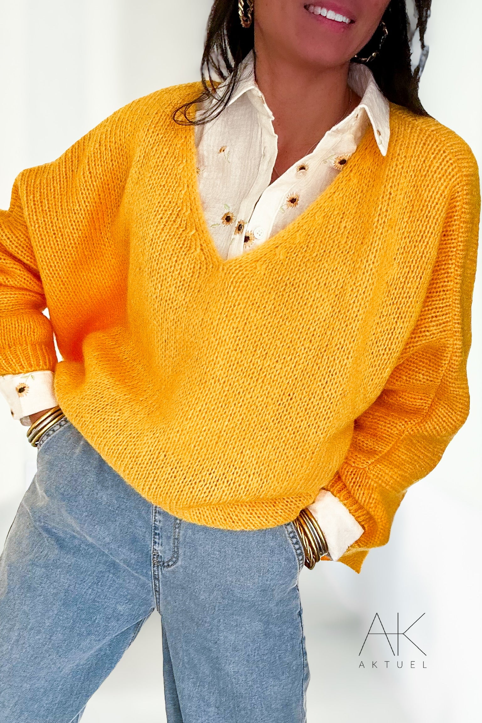 Pull Mohair Jaune Tournesol