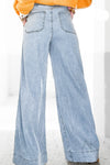 Pantalon toile denim fluide palazzo fit