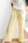 Pantalon large jaune pastel à rayures