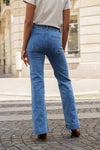 Jean Oraije large flare bleu taille haute