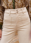 Jean large flare beige taille haute