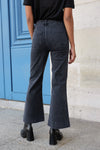Jean Oraije large flare noir taille haute
