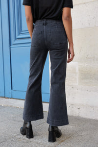 Jean Oraije large flare noir taille haute
