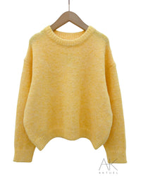 Pull oversize doux jaune pastel