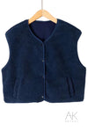 Gilet sans manches en sherpa bleu marine