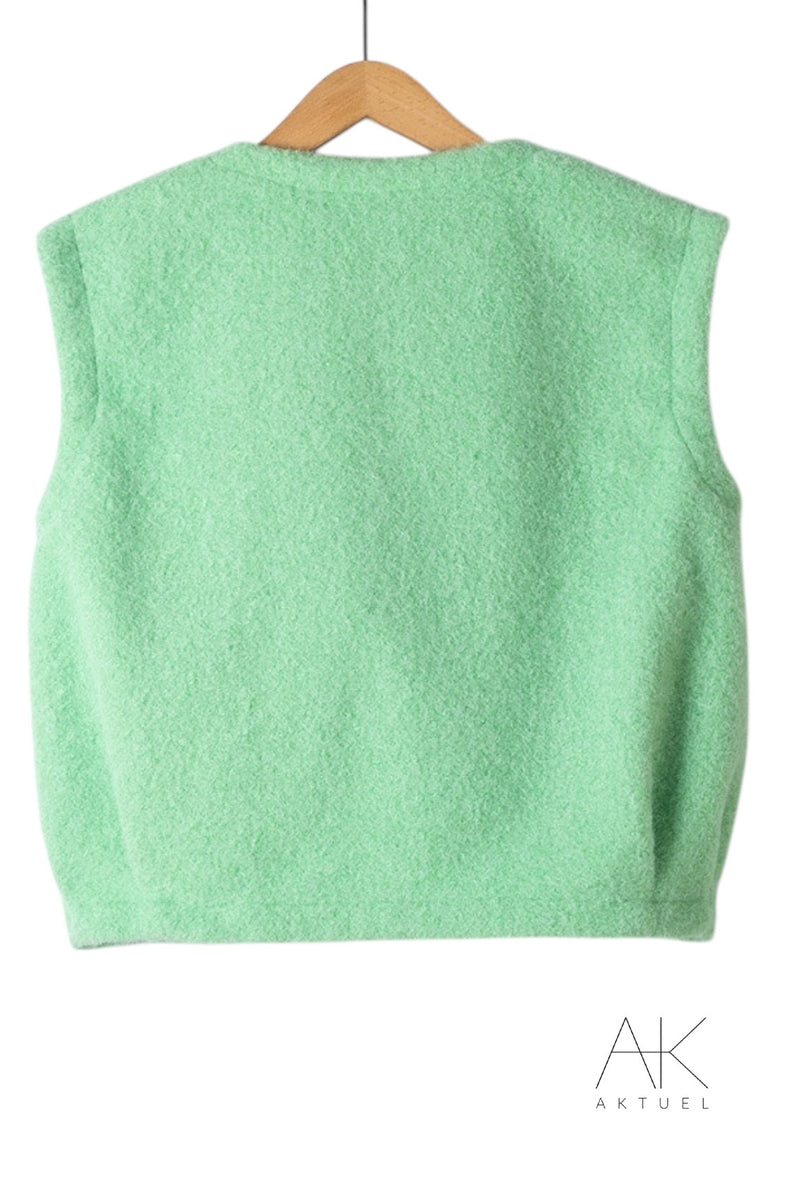 Gilet sans manches texturé vert menthe