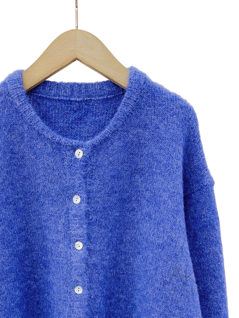 Cardigan en maille indigo