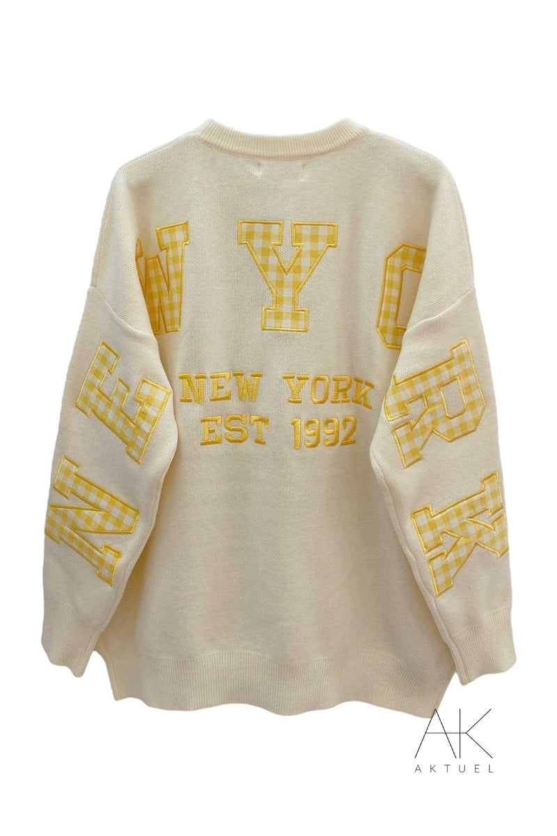 Sweat en maille Oversize jaune "New York"