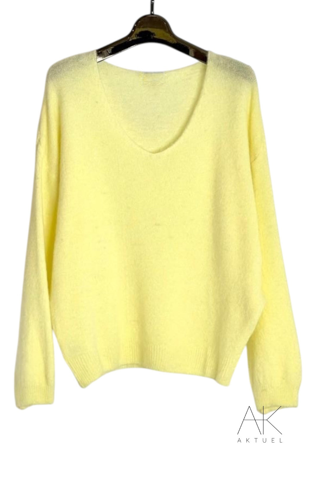 Pull en maille oversize col V jaune