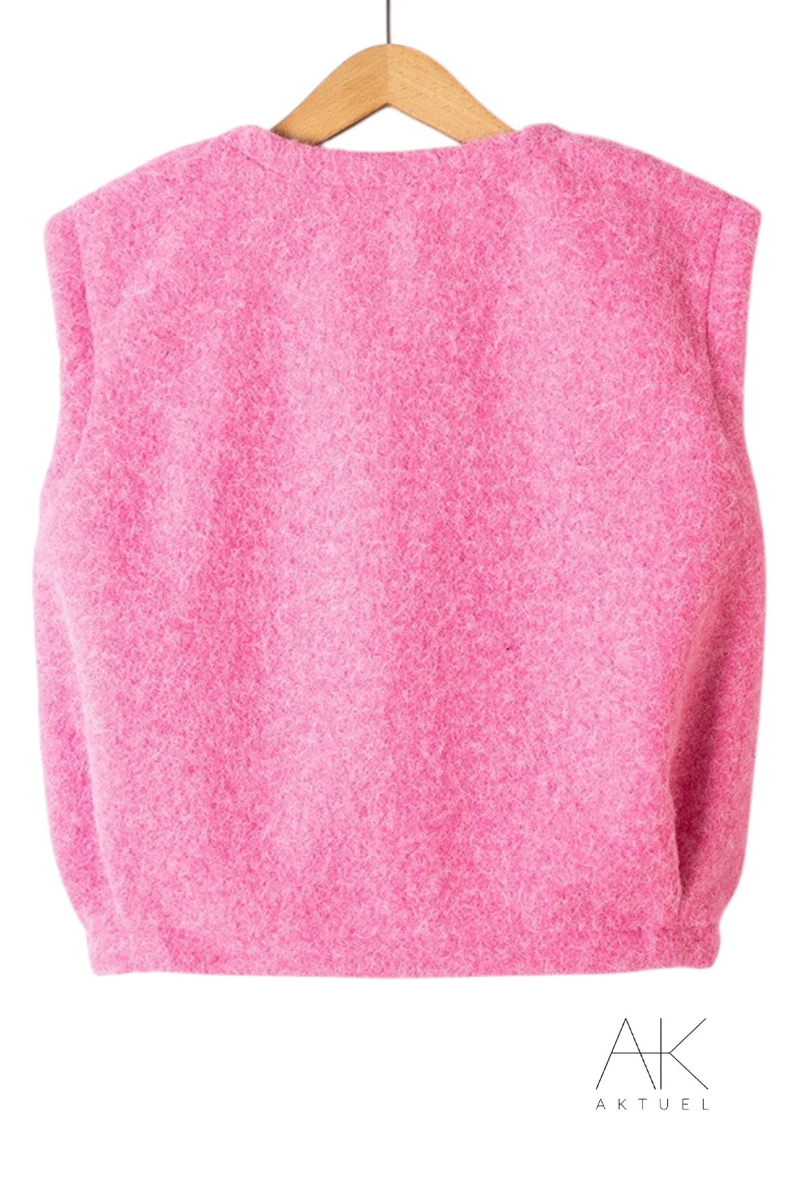 Gilet sans manches texturé rose