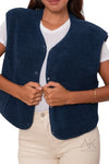 Gilet sans manches en sherpa bleu marine