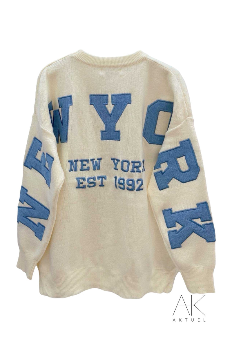 Sweat en maille Oversize bleu "New York"