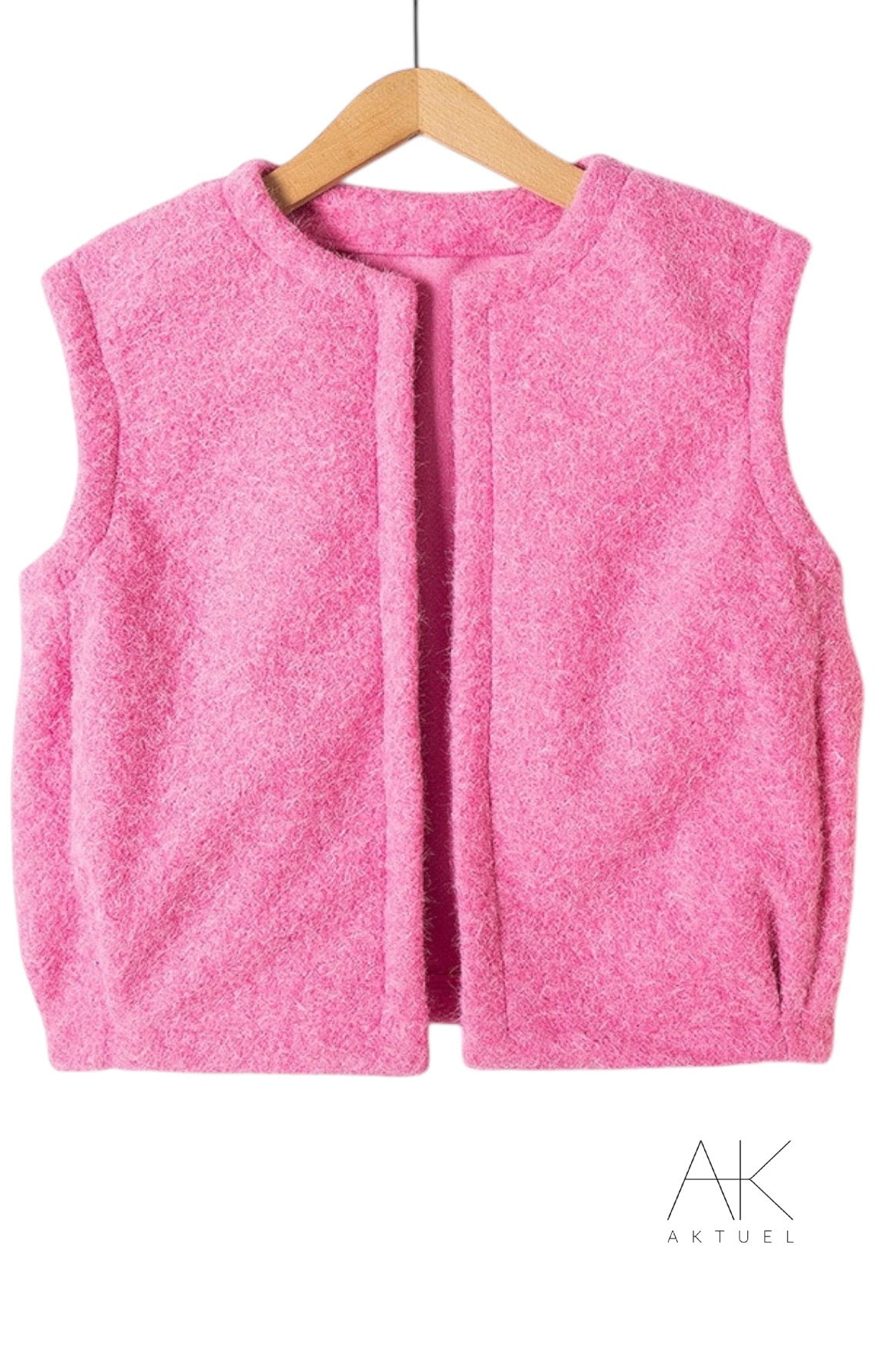 Gilet sans manches texturé rose