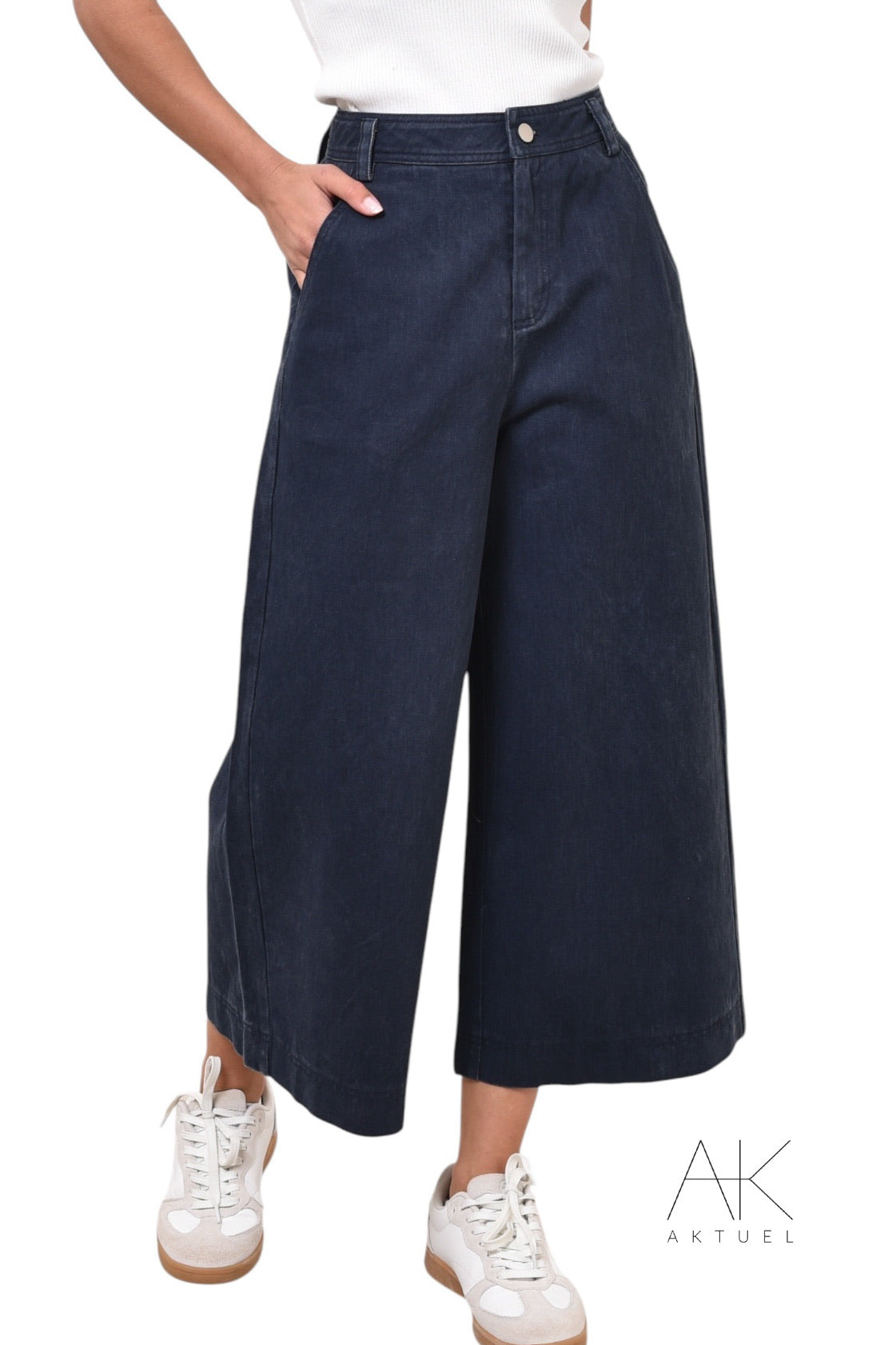 Pantalon Large en Denim Foncé