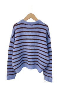 Gilet rayé bleu et marron