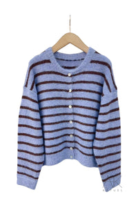 Gilet rayé bleu et marron