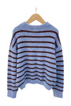 Pull rayé bleu et marron