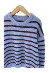 Pull rayé bleu et marron