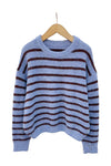 Pull rayé bleu et marron