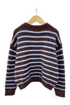Pull rayé bleu et marron
