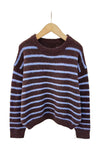 Pull rayé bleu et marron