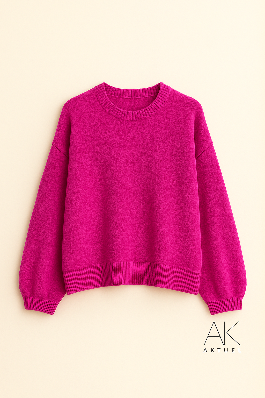 Pull fuschia col rond en Baby Alpaga