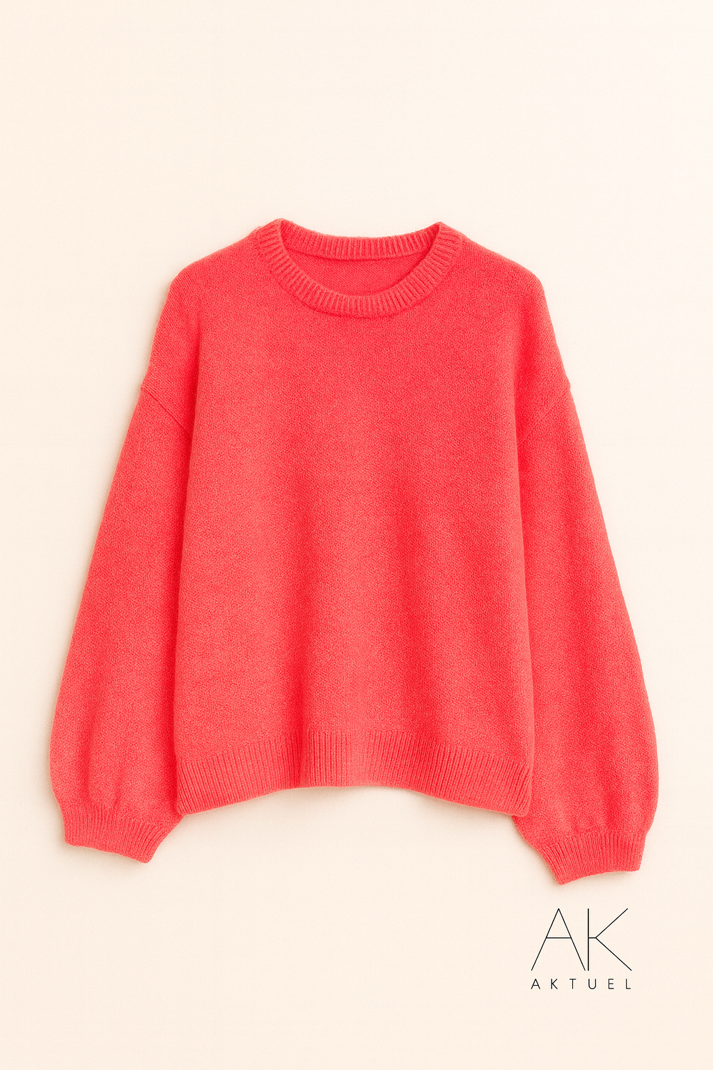Pull corail col rond en Baby Alpaga