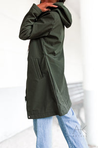 Parka mi-longue imperméable kaki